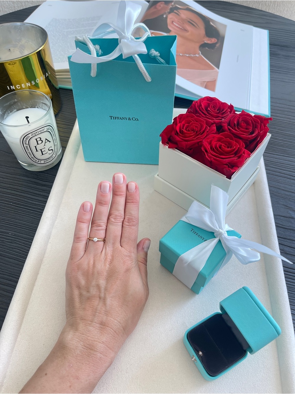 Tiffany & Co. Solitaire Yellow Gold Diamond Ring .18ct sz 4.5 with Tiffany Box